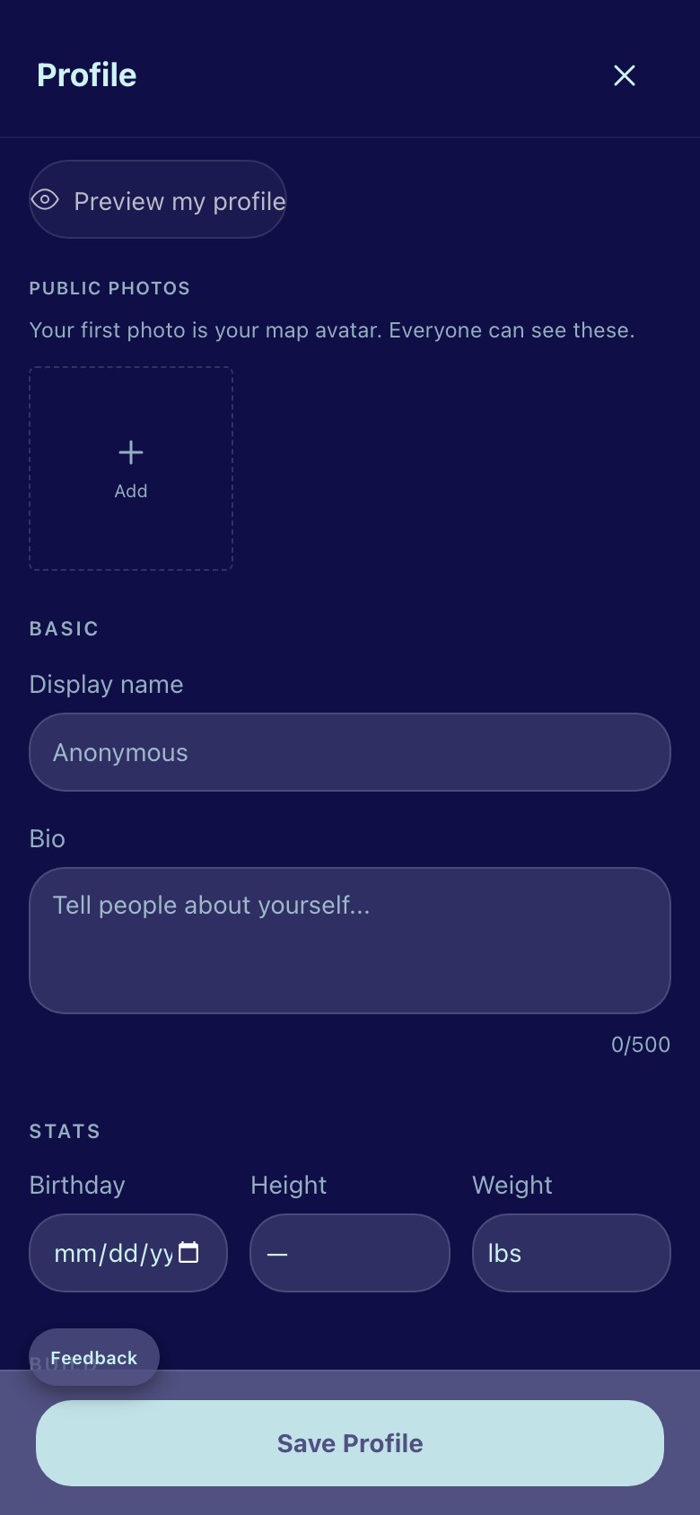 Profile editor
